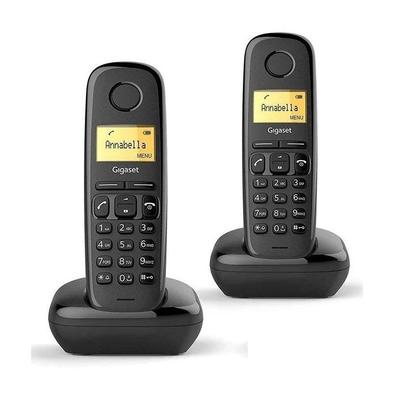 KIT 2 TELEFONOS INALAMBRICO GIGASET A170 DUO NEGRO KIT 2 TELEFONOS INALAMBRICO GIGASET A170 DUO NEGRO
