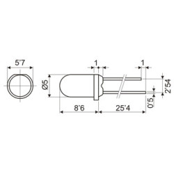 DIODO LED 5MM 12V COLOR ROJO DIFUSO