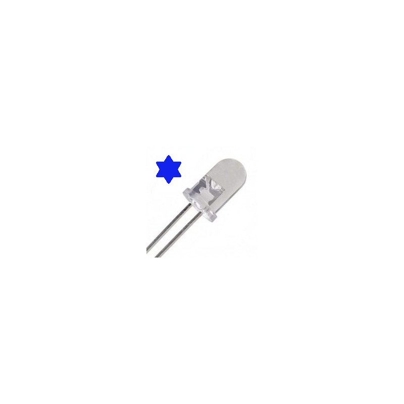 DIODO LED 5mm 3V TRANSPARENTE LUZ AZUL