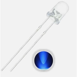DIODO LED 5mm 3V TRANSPARENTE LUZ AZUL