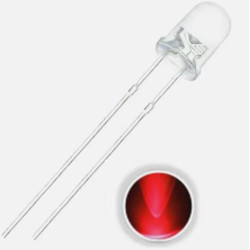 DIODO LED 5mm 3V TRANSPARENTE ROJO