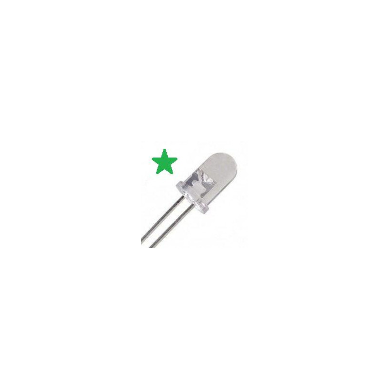 DIODO LED 5mm 3V TRANSPARENTE LUZ VERDE