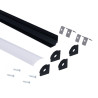 PERFIL LED ESQUINA LACADO NEGRO DIFUSOR CURVADO