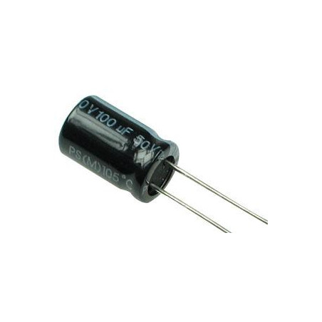 CONDENSADOR ELECTROLITICO RADIAL 100µF 50V 105º