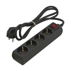 BASE DE ENCHUFE 4 TOMAS CABLE 1 5M C/INT NEGRO