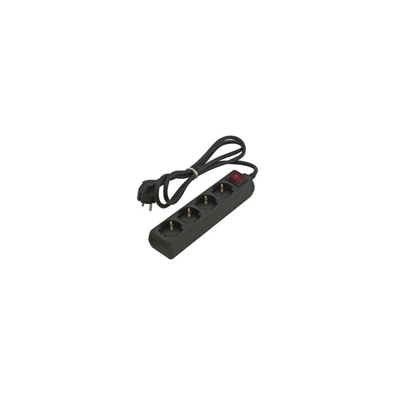 BASE DE ENCHUFE 4 TOMAS CABLE 1 5M C/INT NEGRO