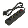 BASE DE ENCHUFE 4 TOMAS CABLE 1 5M C/INT NEGRO