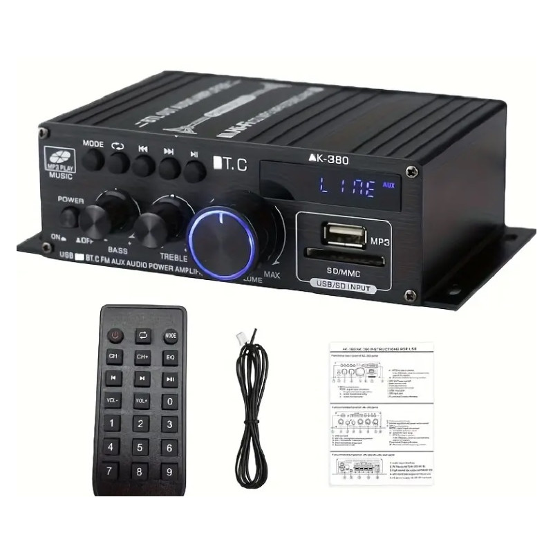 AMPLIFICADOR MINI HIFI DE COCHE 2 CANALES AK380