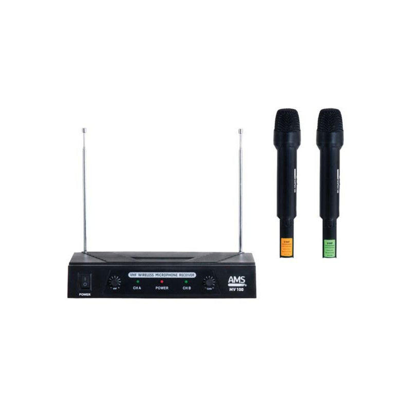 KIT 2 MICROFONOS INALAMBRICOS MANO RECEPTOR VHF