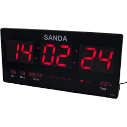 RELOJ DIGITAL PARED LED ROJO SANDA SD-0006