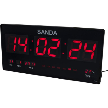 RELOJ DIGITAL PARED LED ROJO SANDA SD-0006