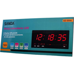 RELOJ DIGITAL PARED LED ROJO SANDA SD-0006