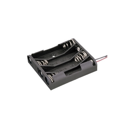 PORTAPILAS 4xR3 AAA  6V  PLANO CON CABLES