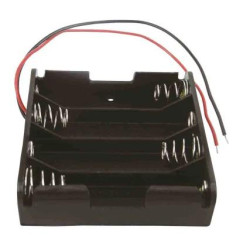 PORTAPILAS 4xR6 PLANO  6V  CON CABLES
