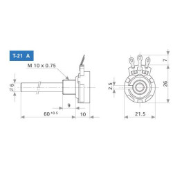 POTENCIOMETRO METAL EJE 6mm 10K