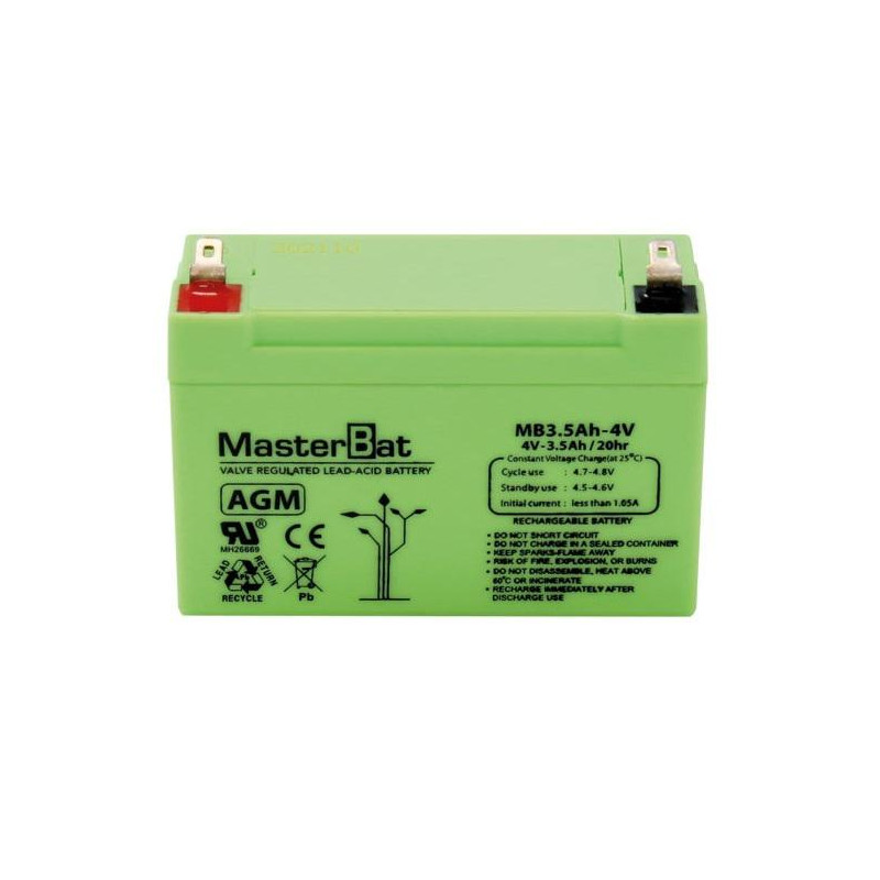 BATERIA PLOMO AGM 4V 3 5A 87X59X32mm MASTER-BAT BATERIA PLOMO AGM 4V 3 5A 87X59X32mm MASTER-BAT