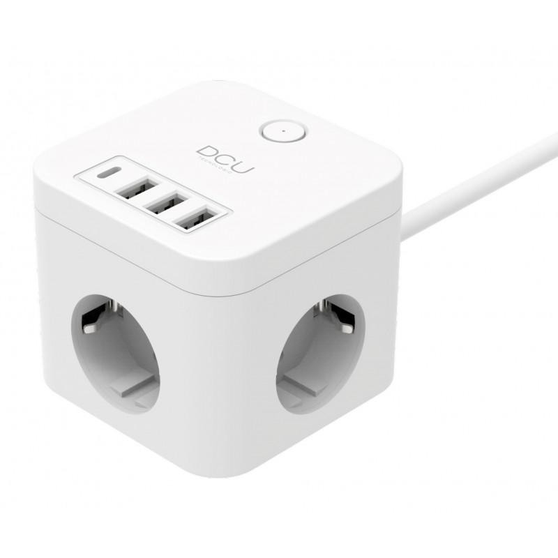 REGLETA CUBO CABLE 1 5M 3 TOMAS 4 PTOS USB