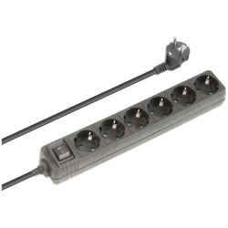 BASE DE ENCHUFE 6 TOMAS CABLE 1 5M C/INT NEGRO