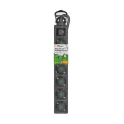 BASE DE ENCHUFE 6 TOMAS CABLE 1 5M C/INT NEGRO