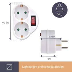 ADAPTADOR DE CORRIENTE CON 2 TOMAS  E INTERRUPTOR 
