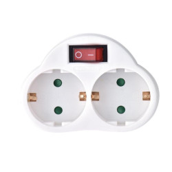 ADAPTADOR DE CORRIENTE CON 2 TOMAS  E INTERRUPTOR 