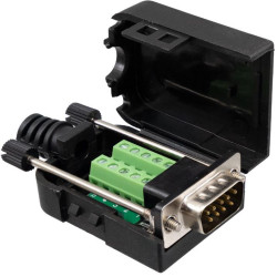 CONECTOR DB9 MACHO CON CARCASA CONEXION TORNILLO
