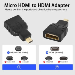 HDMI MICRO MACHO a HDMI MINI HEMBRA  DORADO