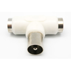 ADAPTADOR ANTENA COAXIAL 1 MACHO 2 HEMBRAS