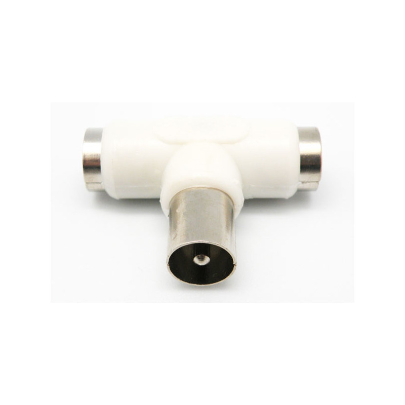 ADAPTADOR ANTENA COAXIAL 1 MACHO 2 HEMBRAS