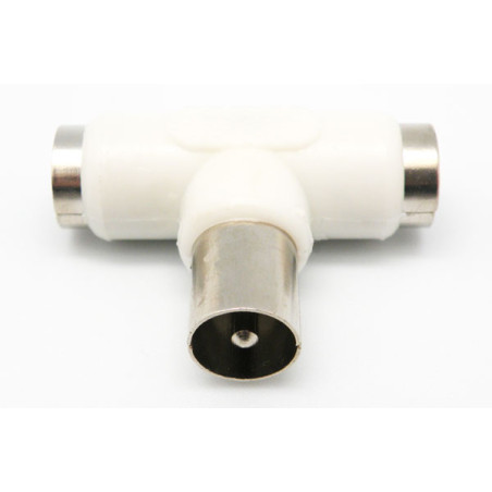 ADAPTADOR ANTENA COAXIAL 1 MACHO 2 HEMBRAS