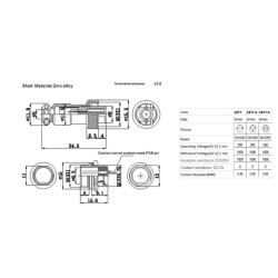 CONECTOR M12 MACHO CHASIS HEMBRA GX12-4