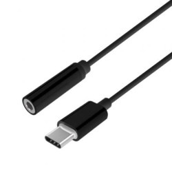 ADAPTADOR USB C A MINI JACK 3 5MM HEMBRA 15CM NEGR
