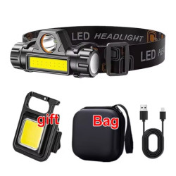 LINTERNA FRONTAL LED COB RECARGABLE USB