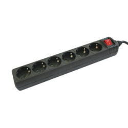 BASE DE ENCHUFE 6 TOMAS CABLE 1 5 M  INTERRUP NEGR