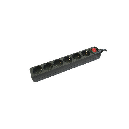 BASE DE ENCHUFE 6 TOMAS CABLE 1 5 M  INTERRUP NEGR