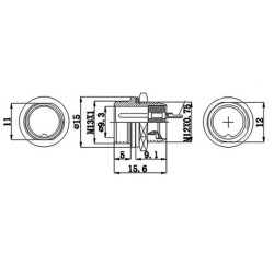 CONECTOR GX12 MACHO CHASiS 2 PINES TUERCA M12