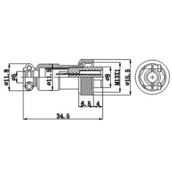 CONECTOR GX12 HEMBRA AEREA 2 PINES ROSCA