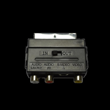 ADAPTADOR EUROCONECTOR A 3 RCA   S-VHS CONMUTADOR