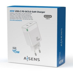 CARGADOR DE PARED AISENS 45W 2XUSB TIPO-C