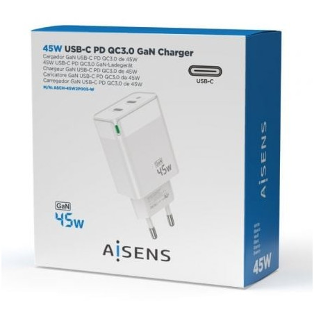 CARGADOR DE PARED AISENS 45W 2XUSB TIPO-C