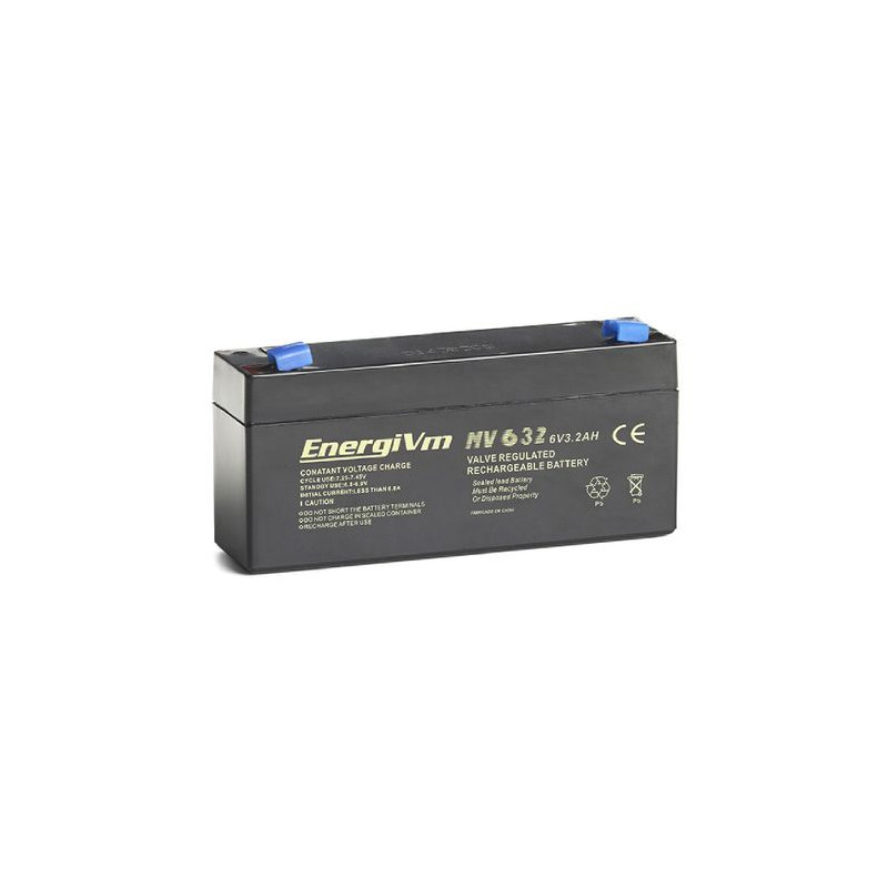 BATERIA PLOMO AGM 6V 3 2A ENERGIVM 134X35X67mm
