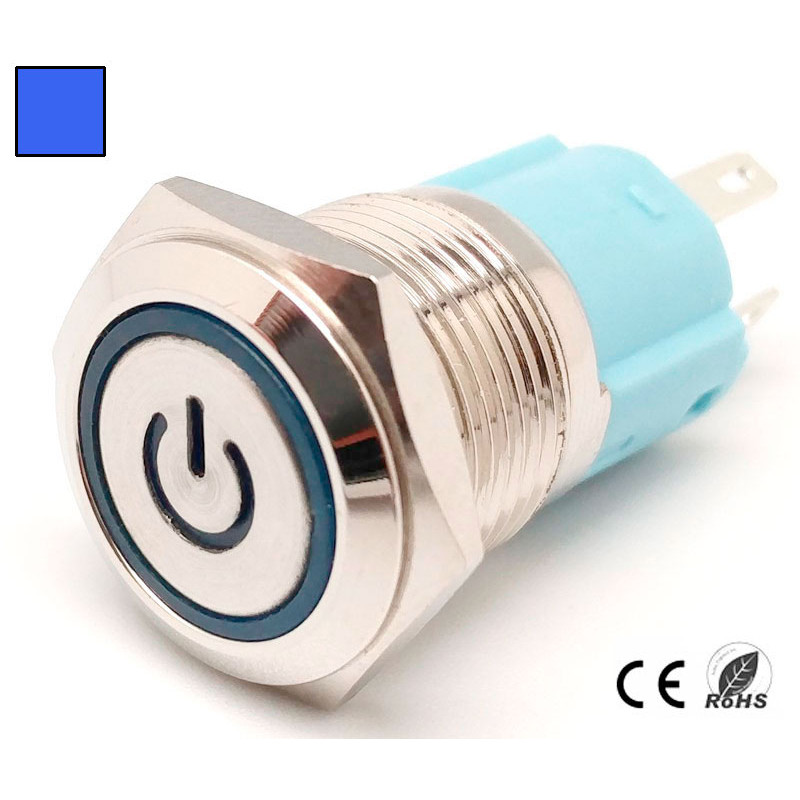 PULSADOR ANTI-VANDALICO CROMADO AZUL