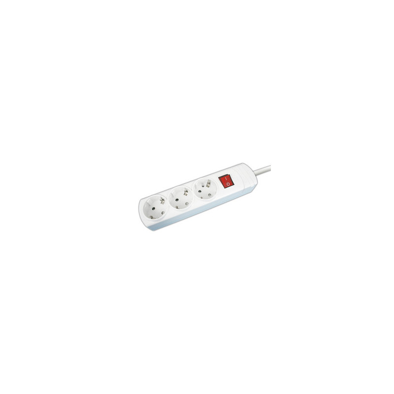 BASE DE ENCHUFE 3 TOMAS PROF  CABLE 1 5M C/INT BLC