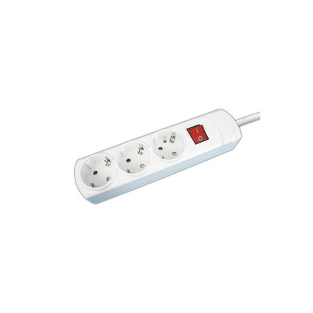 BASE DE ENCHUFE 3 TOMAS PROF  CABLE 1 5M C/INT BLC
