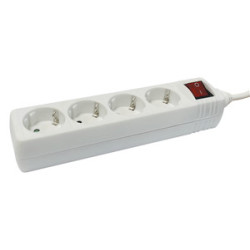 BASE DE ENCHUFE 4 TOMAS CABLE 3M  C/INT  BLANCA