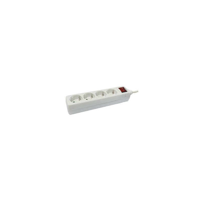 BASE DE ENCHUFE 4 TOMAS CABLE 3M  C/INT  BLANCA