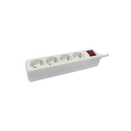 BASE DE ENCHUFE 4 TOMAS CABLE 3M  C/INT  BLANCA