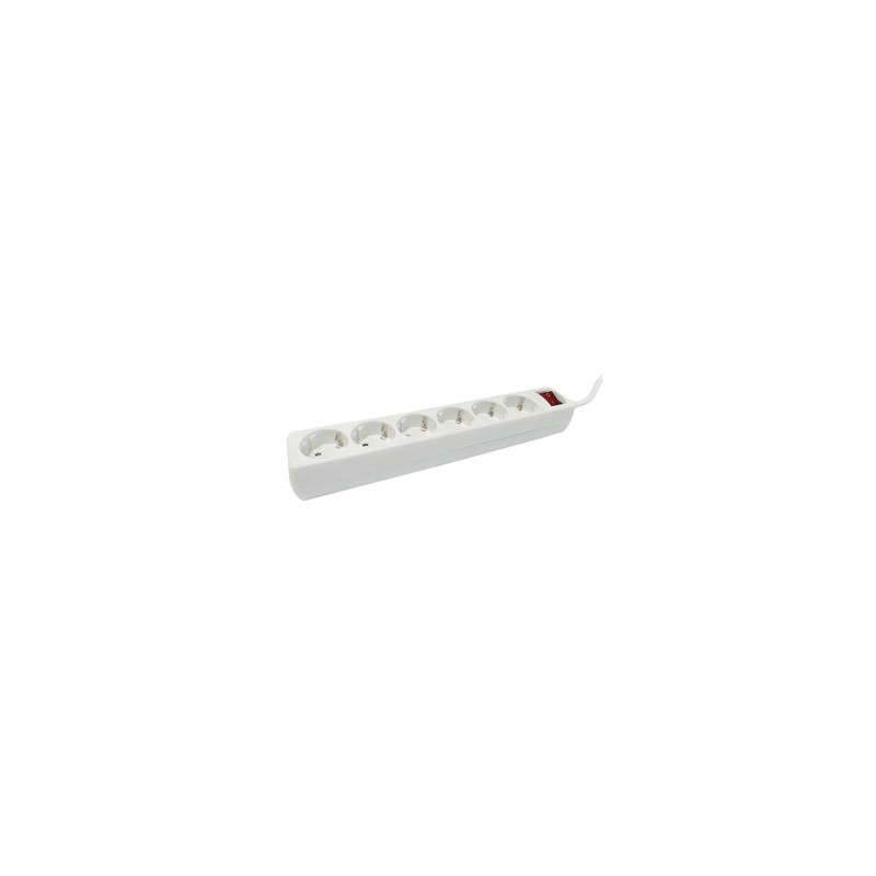BASE DE ENCHUFE 6 TOMAS CABLE 3M C/INT  BLANCA