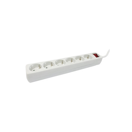 BASE DE ENCHUFE 6 TOMAS CABLE 3M C/INT  BLANCA