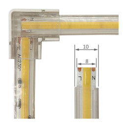 CONECTOR EN L PARA TIRA LED IP68 8MM
